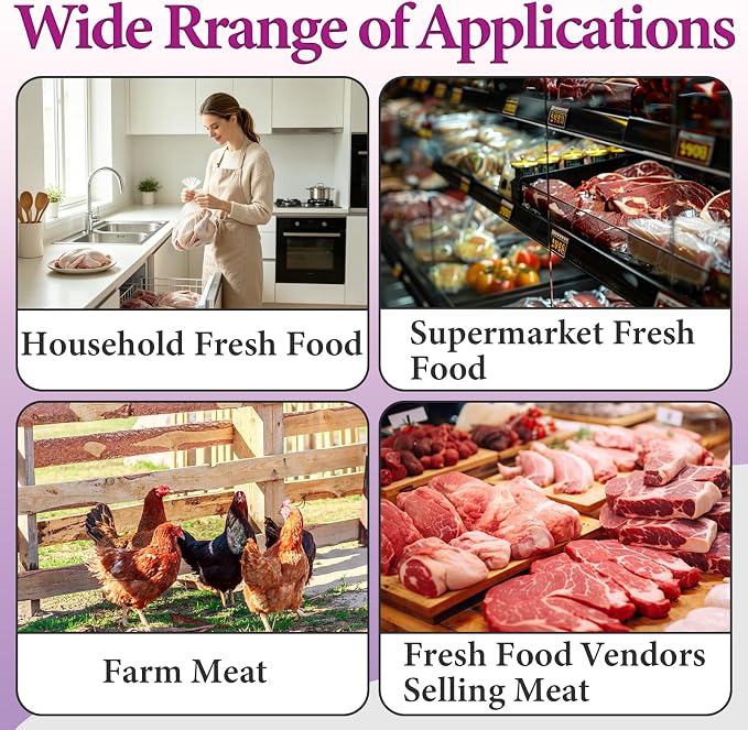150 PCS Poultry Shrink Bags, 13x18 Inches Clear Freezer Heat Shrink Wrap | Equipped with 150 Zip Ties, Heat Shrinkable by Hot Water Dipping, Freezer Safe for Chickens and Rabbits Storage