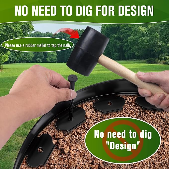 Garden Edging, 3" x 100' Landscape Edging, No Dig Edging for Landscaping with 120 Pcs Anchoring Spikes, Flexible Landscape Border Edging for Landscaping, Yard Lawn, Flower Beds(Black)
