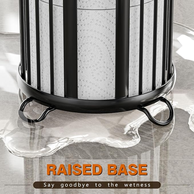 Toilet Paper Holder Stand, Freestanding Toilet Paper Storage,2 Pack,Black | Waterproof Raised Feet,Rustproof,Fit 3 Mega Rolls,No Drilling No Assemble,Minimalistic Storage,Space-saving Renter Friendly