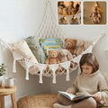TIDYTEDS XL Stuffed Animal Hammock – Handcrafted Corner Net, 4mm Double Macrame Cord, 100% Natural Cotton Plushie Holder with LED Light (Pure White)