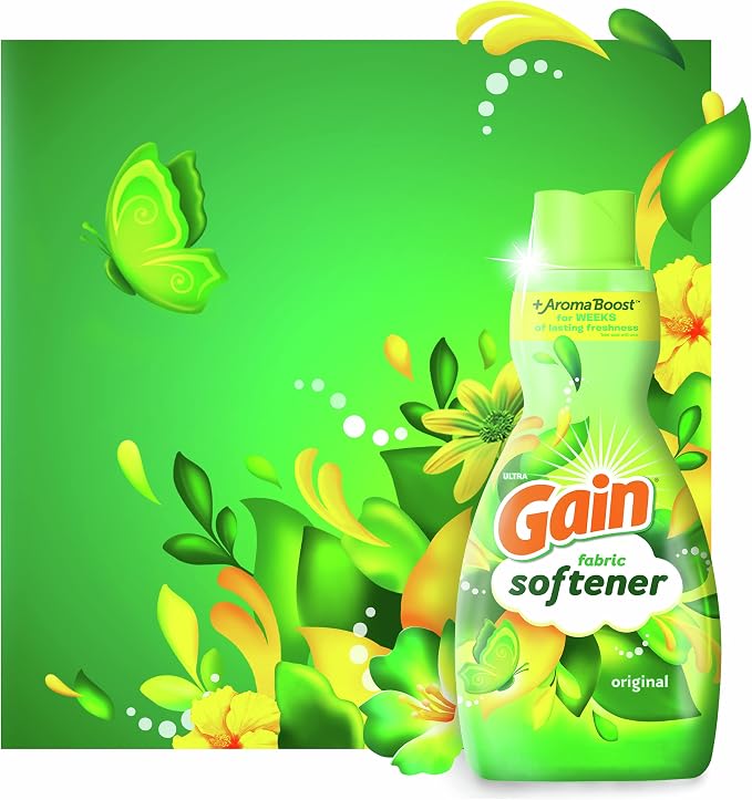 Gain Laundry Fabric Softener Liquid, Original Scent, 41 Fl Oz, 48 Loads, He Compatible, Pack Of 4, (Packaging May Vary)