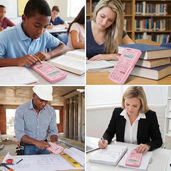 24 Pack Scientific Calculators, 2 Line Engineering Large Display Scientific Calculator Bulk Multi-Function Ideal for Student Teacher Algebra Chemistry Finance Construction Office School Business, Pink