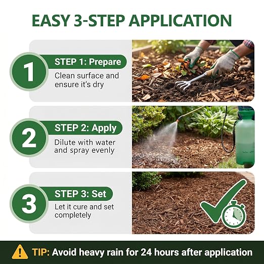 OcePor 2 Gallon Mulch Glue for Landscaping, Rock Glue for Landscaping, Mulch Glue Max for Gravel Binder Adhesive to Lock Down Pea Gravel, Stone, Rubber Mulch, Wood Chips in Place for Outdoor Landscape