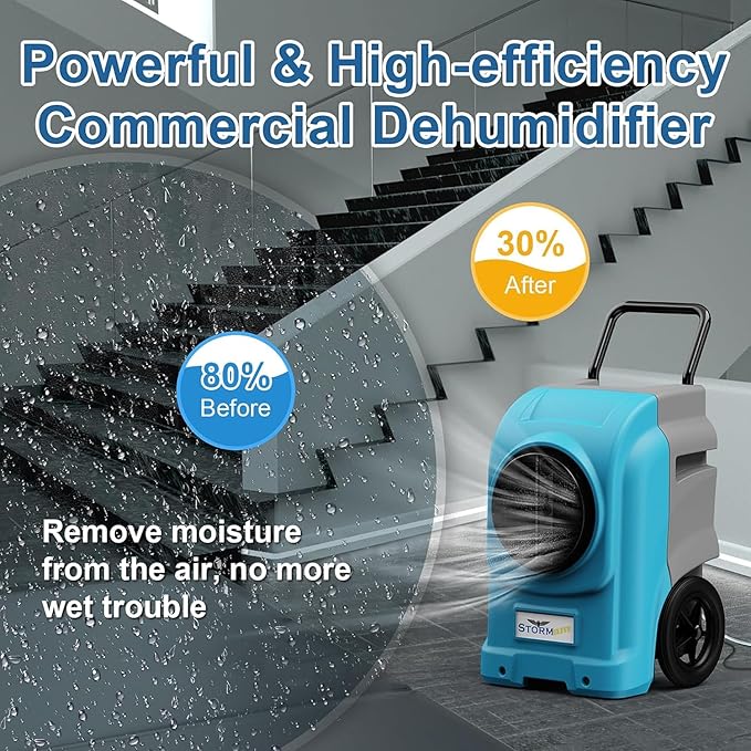 ALORAIR 270 PPD LGR Commercial Dehumidifier with Pump & Drain Hose, Portable Industrial Dehumidifiers with Wheels for Water Damage Restore, Basement, Garage, 6 Years Warranty