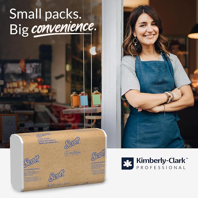 Scott Professional C-Fold Paper Hand Towels, Bulk, 9 x 200 Sheets (03623) | Universal, Standard Tier, Absorbency Pockets, White, Compatible with Universal Folded Towel Dispensers
