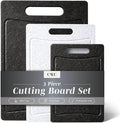 COOK WITH COLOR Non-Slip Cutting Board Set – Kitchen Essentials with Easy Grip Handle for Meat, Veggies, and Fruits, 3 Cutting Boards, Black/White