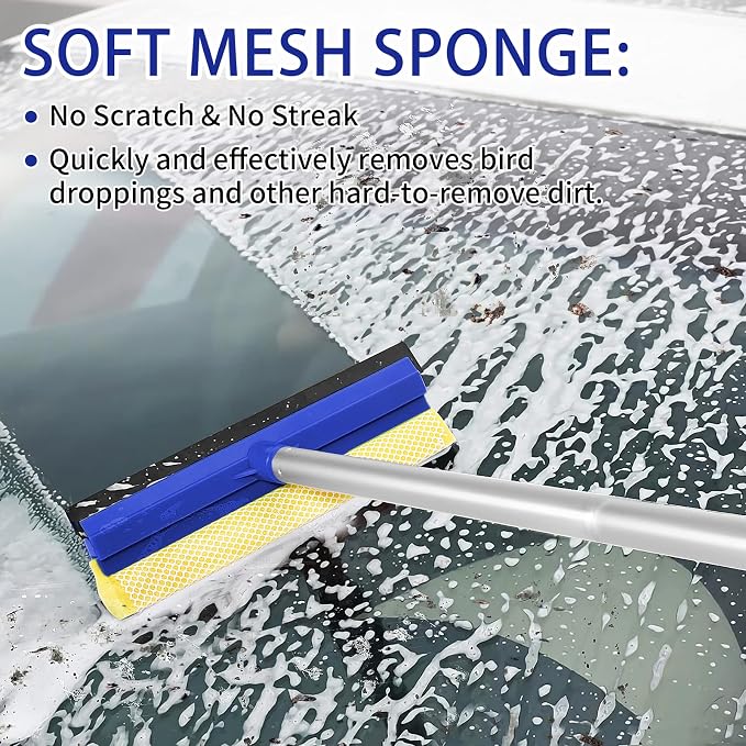 Wontolf 62'' Car Wash Brush Kit with Long Handle, Microfiber Car Wash Mop Mitt, Car Cleaning Detailing Kit, Exterior Interior Car Cleaning Supplies for Cars RV Truck Boat