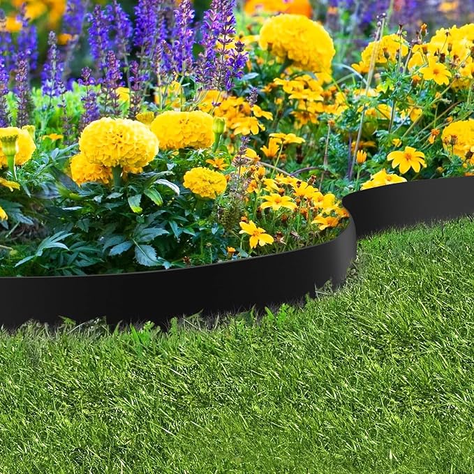 20ft. 42" L × 8" H Metal Landscape Edging, 6 Pack Garden Border | Galvanized Steel Edging for Landscaping with Buckles, Hammer-in Flexible Lawn Edging, No Dig Metal Edging for Pathway, Yard