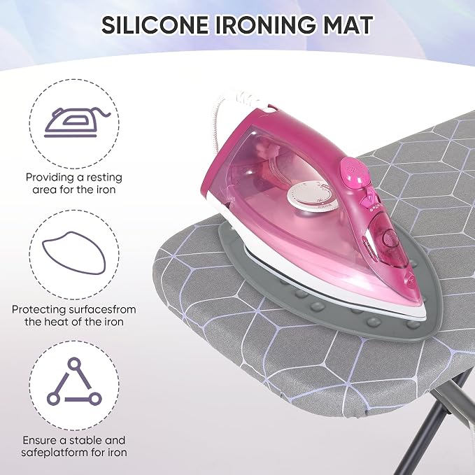 Ironing Board, Compact and Space Saver Ironing Board, Extra Wide Ironing Area with Extra Thick Heavy Duty Padded Cover, Stable Structure, Easy to Fold,Anti-Skid Feet