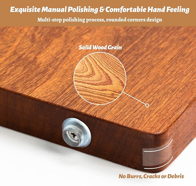 Brosisincorp Sapele Wood Cutting Board One Piece No Glue 15.74"L*11.81"W | Real Solid Whole Single Hardwood, Pre-Oiled Non Toxic No Joint, Reversible Heavy Duty Thick, Edge Grain Without Juice Grooves