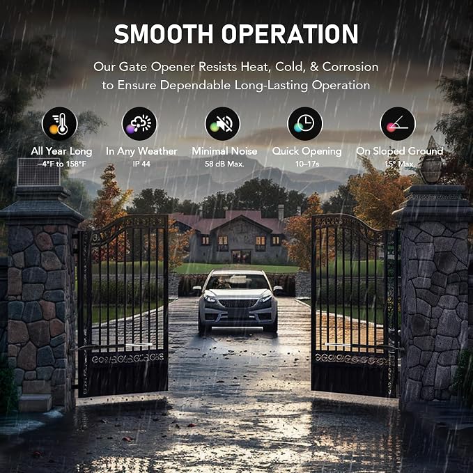 CO-Z Smart Gate Opener Kit, App Compatible Dual Swing Gate Opener for Doors up to 660lb*2, Automatic Electric Gate Opening System with Remote Controls & Release Keys for Driveway Home