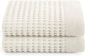 GILDEN TREE Waffle Hand Towels for Bathroom Quick Dry Large Luxury Lint Free Super Absorbent Cotton Hand Towels Set of 2, Modern Style (Cream)