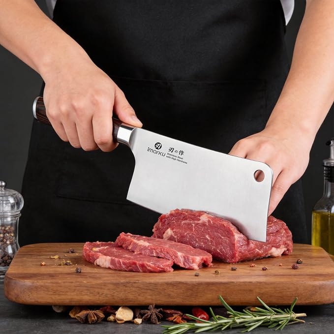imarku Cleaver Knife 7 Inch, Japanese High Carbon Stainless Steel Chopper | Ergonomic handle,sharp edge for meat and vegetable,ideal for home and restaurant, practical gift for dads and cooking lovers