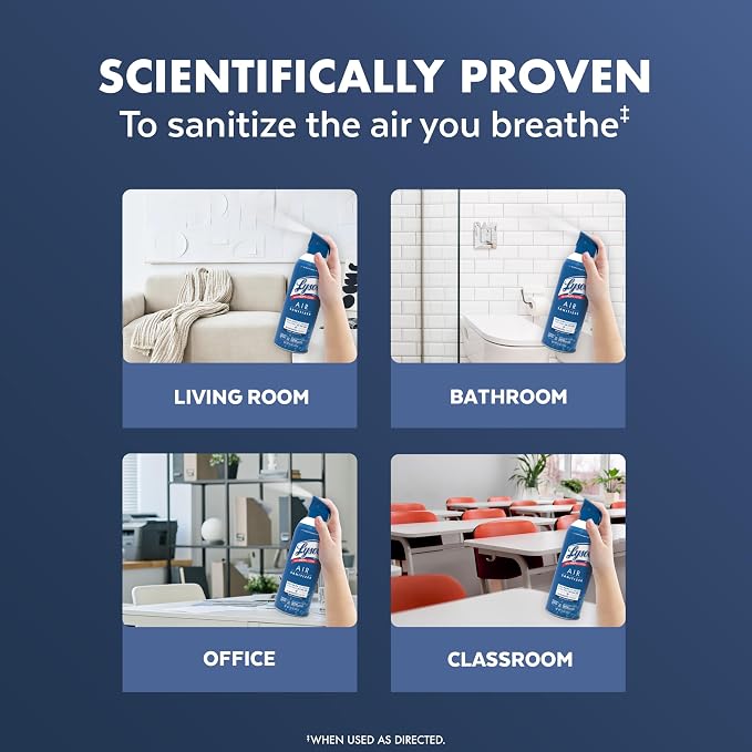 Lysol Air Sanitizer Spray with Bacterial Odor Eliminator for Home & Office, Sanitizing Air Spray, Air Freshener Alternative, White Linen Scent, 10 oz (Pack of 3)