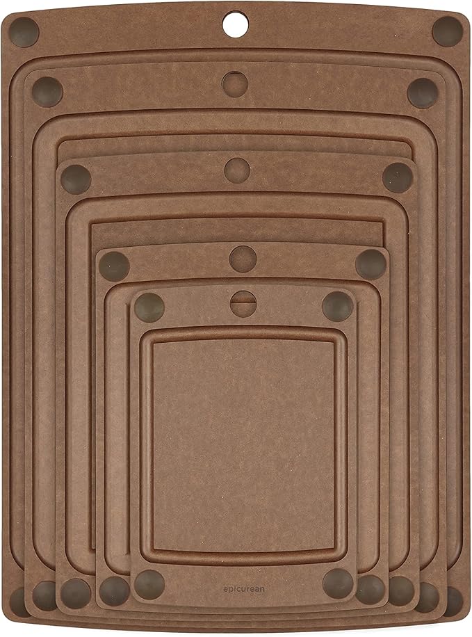 Epicurean All-In-One Cutting Board with Non-Slip Feet and Juice Groove - Non-toxic, Dishwasher Safe, Made in the USA, 10" x 7", Nutmeg