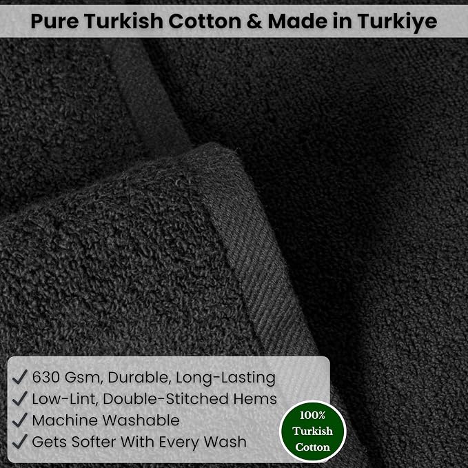 SALBAKOS Luxury 100% Turkish Cotton Bath Sheet 40x80 in (1-Piece, Black) | Extra Large Jumbo Oversized Bathroom and Beach Towel, Super Soft Highly Absorbent Thick Premium Hotel Quality, Made in Turkey