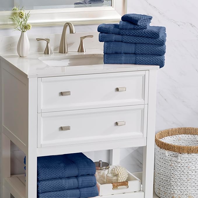NY Loft 100% Cotton 2 Pack Bath Sheet Towel Set | Super Soft & Absorbent Quick-Dry Oversize Bath Towels |Textured and Durable Cotton | Navy Blue