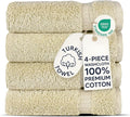 Chakir Turkish Linens 4 Piece Washcloth Set, 100% Cotton Luxury Turkish Washcloths for Bathroom, Soft Absorbent Washcloths, 13 x 13 Inches, Cream
