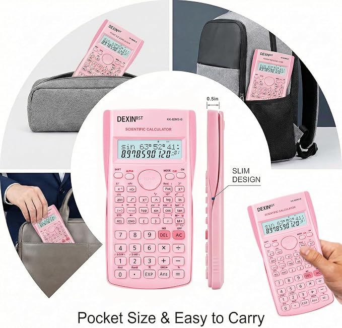 24 Pack Scientific Calculators, 2 Line Engineering Large Display Scientific Calculator Bulk Multi-Function Ideal for Student Teacher Algebra Chemistry Finance Construction Office School Business, Pink