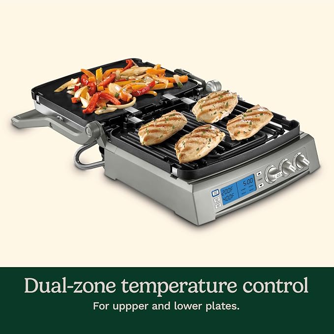 Cuisinart 6-in-1 Elite Griddler, Electric Grill, Griddle & Top Melt, 500°F Temperature Sear Function, LCD Screen, Dishwasher-Safe Cooking Plates, GR-300NAS, Stainless Steel
