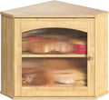 LAMU Corner Bread Box for Kitchen Countertop, Bamboo Wood Bread Storage | 2-Tier Storage Bin with Magnetic Acrylic Door, Large Capacity Organizer for Homemade Bread, Coffee, Fruit & Spices, Bamboo