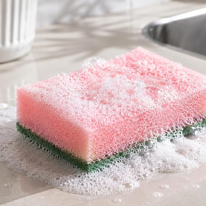 Macromax Colorful Sponge – Flat Dish Sponges for Daily Kitchen Use – Bright Non-Scratch Sponges for Plates, Glasses, Silverware & Stovetops – Multipurpose Cleaning - 10 Pieces