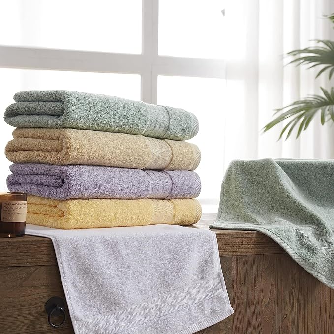 COZYART Luxury Hand Towels 4 PCS, Lavender 100% Turkish Cotton 650 GSM | OEKO-Tex 100 Certified Zero Twist Ring Spun, Soft Absorbent Quick Dry, Plush Fluffy, Breathable Hotel Quality for Daily Use