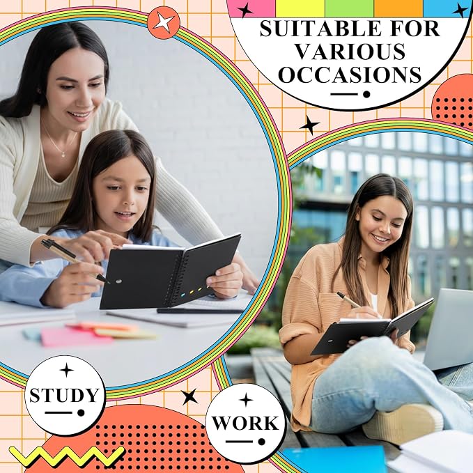 Qilery 1 Pack Lined Spiral Notebook Small Notepad and Pen Set Steno Pads Lined Notepad Black Pocket Notebook for Business Office Supplies