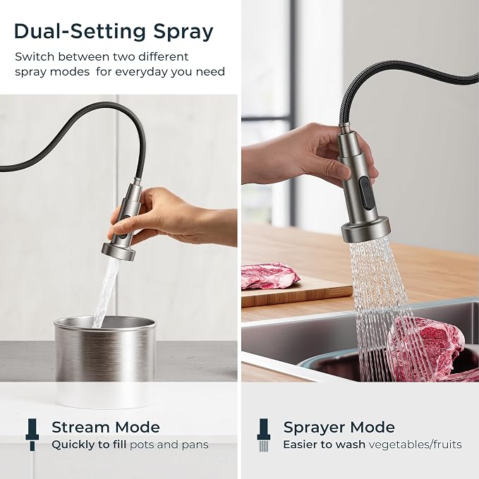 FORIOUS Touchless Kitchen Faucet with Soap Dispenser, Brushed Nickel | Single Handle Stainless Steel, Smart Hands-Free Sink Faucet with Pull Down Sprayer for Camper Rv Bar, Motion Sensor Activated