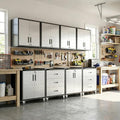 Garage Cabinet System | Heavy Duty Steel All-in-One Modular Garage Cabinet Set for Ultimate Workshop Organization | Easy Assembly Garage Storage Cabinets & Tool Bench