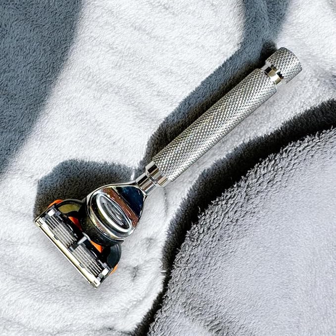 Parker Fusion Compatible Razor, Chrome Weighted Metal Handle | Weighted Chrome Metal Handle For Balanced Control; Compatible With Gillette Fusion Cartridges And Includes One Cartridge