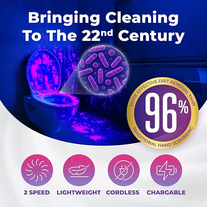 Synoshi PRO Electric Spin Scrubber & Magic Melamine Sponge Heads (3 Units), Bathroom and Shower Scrubber, Kitchen Cleaning, Adjustable Angles, 2 Speed