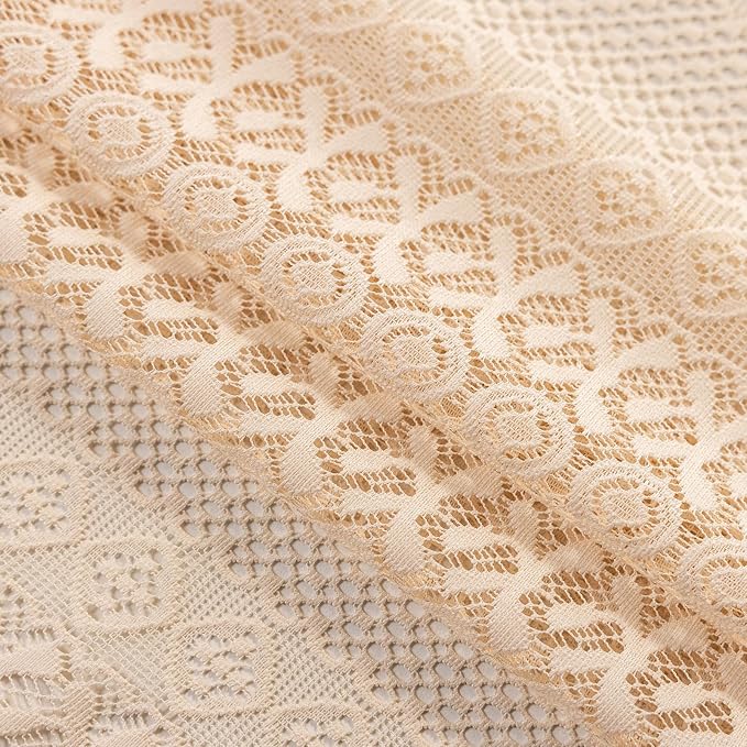 Sutuo Home French Door Curtains for Front Glass Door & Sidelights, Cottagecore Semi Sheer Farmhouse Rustic Tassels Vintage Chic Privacy Bohemian Decor, Rod Pocket 2 Panels 25" W x 72" L Beige