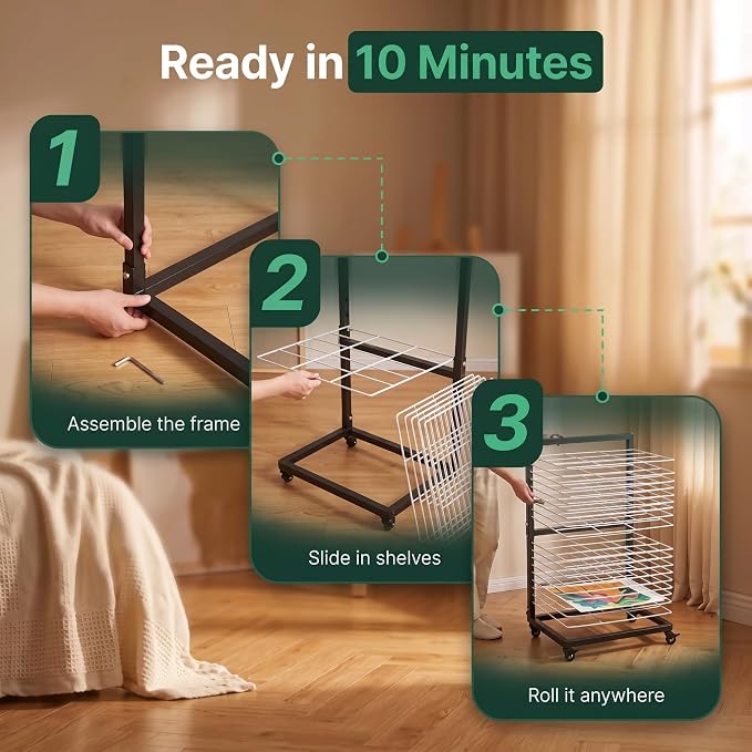 OFFICEROO Art Drying Rack for Classroom (Black/White)