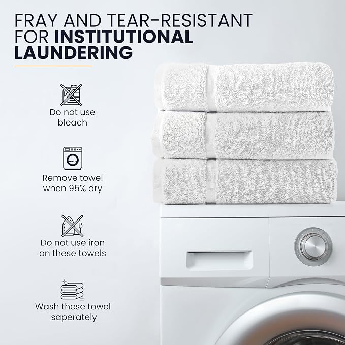 belem Fast Drying Hotel Bath Towels - 27x54 - Pack of 36 White Large Bath Towels Bulk - 3 Dozen Wholesale Economy Bath Towel Set – Lightweight, Soft & Quick Drying – 13.5 lbs/Dozen (010605)