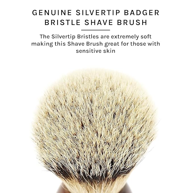 Parker 100% Silvertip Badger Shaving Brush – Faux Horn Handle, Long Loft 22 mm Knot, Chrome Base & Resin Stand – Rich Lather, Soft Bristles for Comfortable Shaving