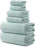 REDKISS 6-Piece Microfiber Bath Towel Set, Ultra Soft, Highly Absorbent & Quick Dry, 35x70 Inch Oversized, sage Green Towels for Bathroom, Spa, Gym, 2 Bath 2 Hand 2 Washcloths