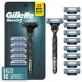 Gillette Mach3 Shaving Razor for Men, 1 Razor Gillette 3-Blade Handle for Men’s Grooming, 10 Razor Blade Refills, Lubrication Strip
