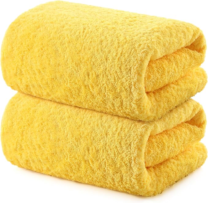 REDKISS 2 Piece Luxury Bath Towel Set - 31x62 inch Oversized Thick Bath Sheets, 100% Cotton, 900 GSM, Super Soft, Highly Absorbent, Quick Dry Large Shower Towels for Bathroom, Pool, Gym, Spa, Yellow