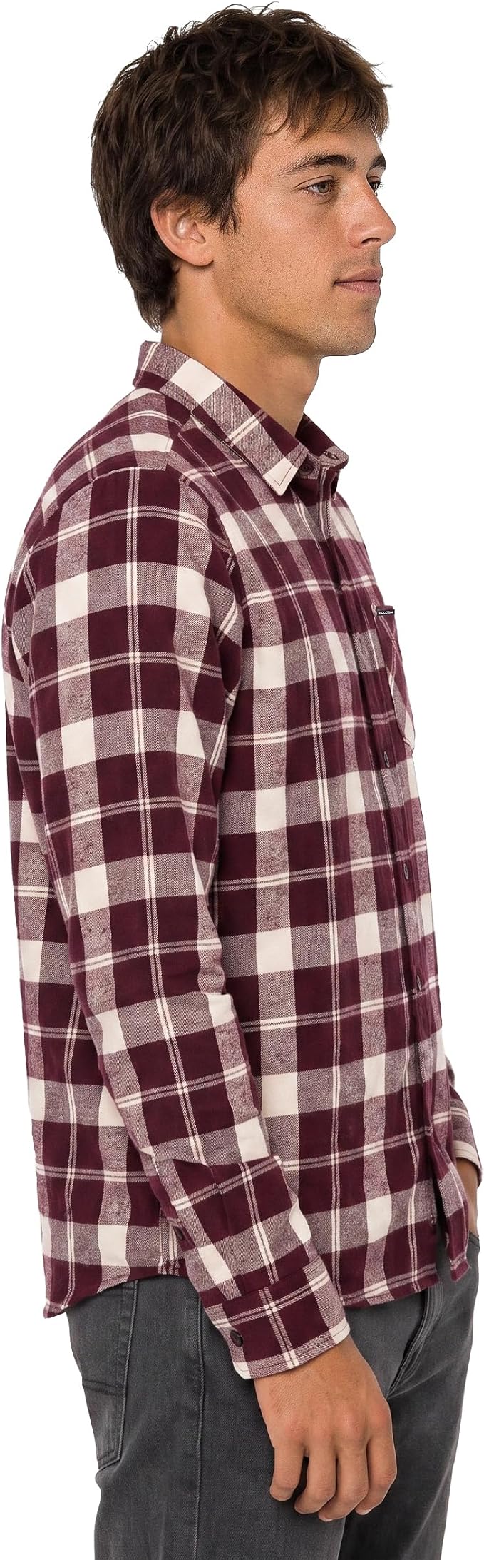 Volcom Men's Long Sleeve Flannel Shirt – Ultra-Soft Brushed Cotton Plaid Button Down