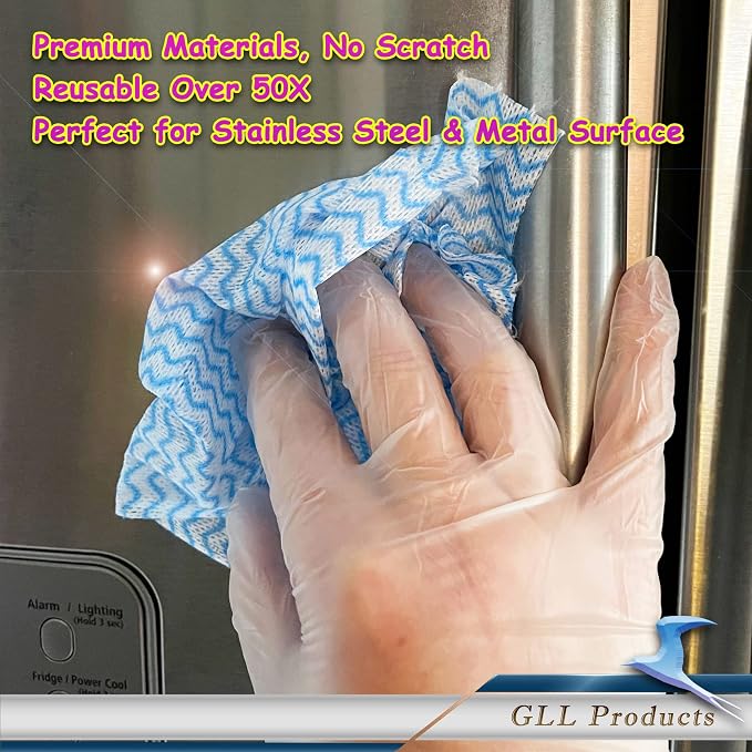 GLL Disposable Cleaning Cloths Wipe Roll, Dish Wash Cloths, Cleaning Washcloth Towel for Kitchen Bathroom Furniture and Car, One-Hand Tearing (Pack of 3-Rolls, 150-Sheets Total)