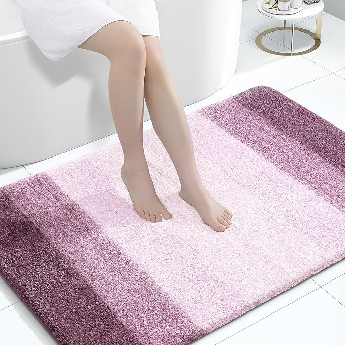 OLANLY Large Bathroom Rugs Mat 44x32, Extra Soft Absorbent Microfiber Bath Rugs, Rubber Backing, Quick Dry, Machine Washable Bath Mats for Bathroom Floor, Tub and Shower, Home Decor Accessories, Mauve