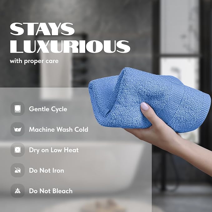 White Classic Light Blue Hand Towels for Bathroom [6 Pack] Cotton Hand Towel Bulk for Gym, Kitchen and Spa, 16x27 Inches Soft Highly Absorbent Quick Dry Terry Salon Towels