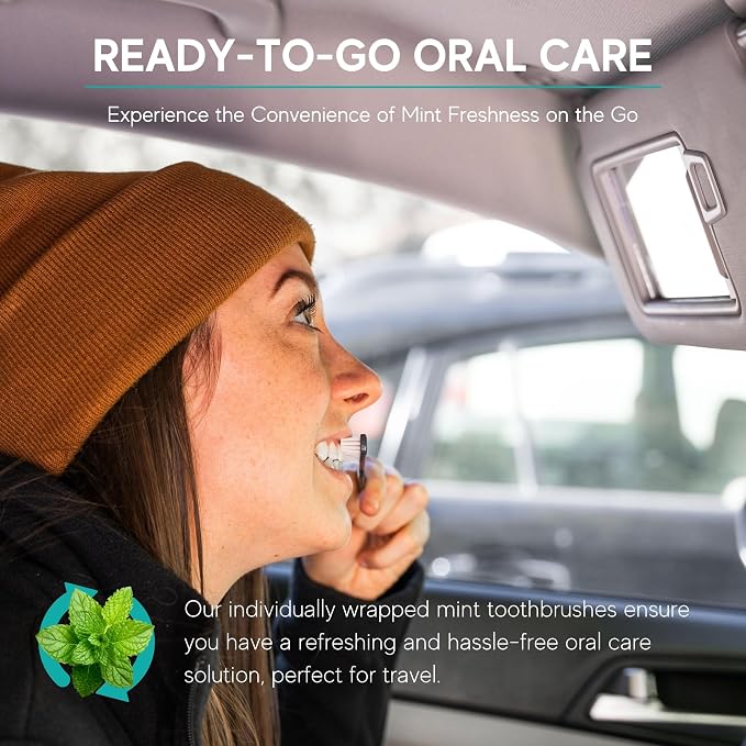 Avistar 80 Prepasted Disposable Toothbrushes Individually Wrapped - Single Use Pre Pasted Disposable Toothbrushes with Toothpaste Built in - Waterless Toothbrush for Travel, Guests, Hotel, & Camping