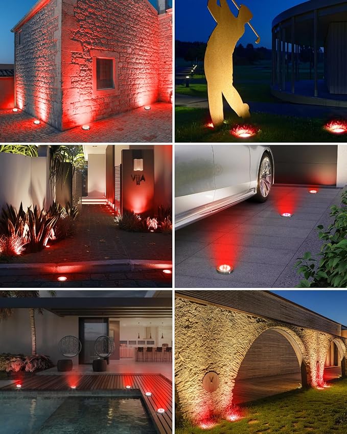 Btfarm 16 Pack Solar Lights Outdoor Waterproof, 8 LED Solar Ground Lights