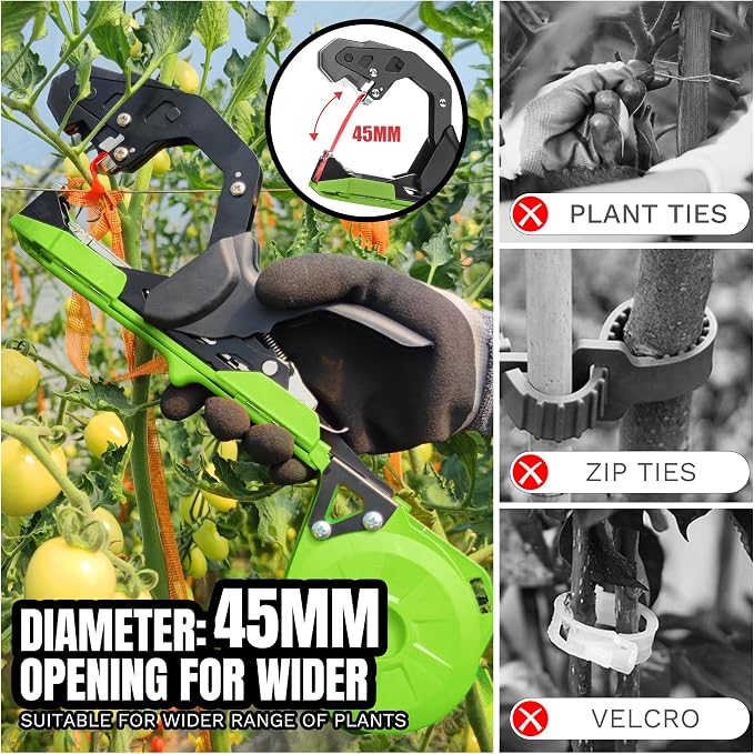 Cekegon Plant Tying Machine, 420g Tapener Tying Tool Plant Tying Tool | 20 Rolls Tape 10000pcs Staples Green