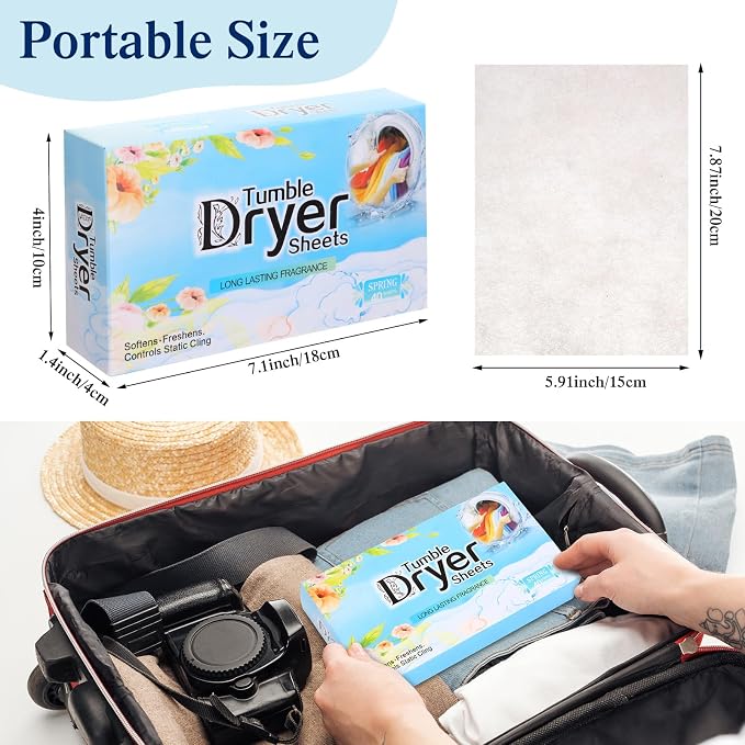 18 pcs 720 Count Dryer Sheets Bulk Wrinkle Releasefabric Softener Lavender Scent Plant Formula Organic Naturally Softens and Removes Static Cling for Home Public Washing Machine
