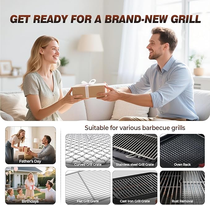 Electric Grill Brush for Outdoor Grill, 3-Speed Rotating Electric BBQ Grill Brush, 5000mAh Rechargeable Battery, 304 Stainless Steel Grill Cleaning Brush with Powerful Burnt Food Removal