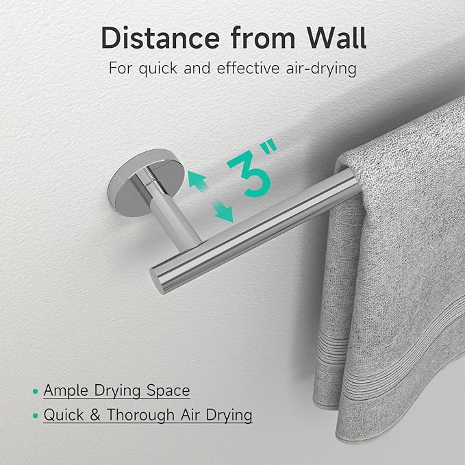 USHOWER Polished Chrome Bathroom Accessories Set, 18-Inch Towel Bar Set Wall Mounted, Durable SUS304 Stainless Steel Bathroom Hardware Set, 8-Piece