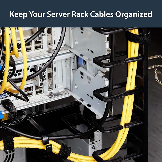 StarTech 40U Vertical Server Rack Cable Manager, 2-Pack 3ft (CMVER40UD) | 2-pack 20U network rack cord manager panels, D-ring hooks, 30 integrated D-rings, 2x 3ft (91cm) wire organizers, 19in rack